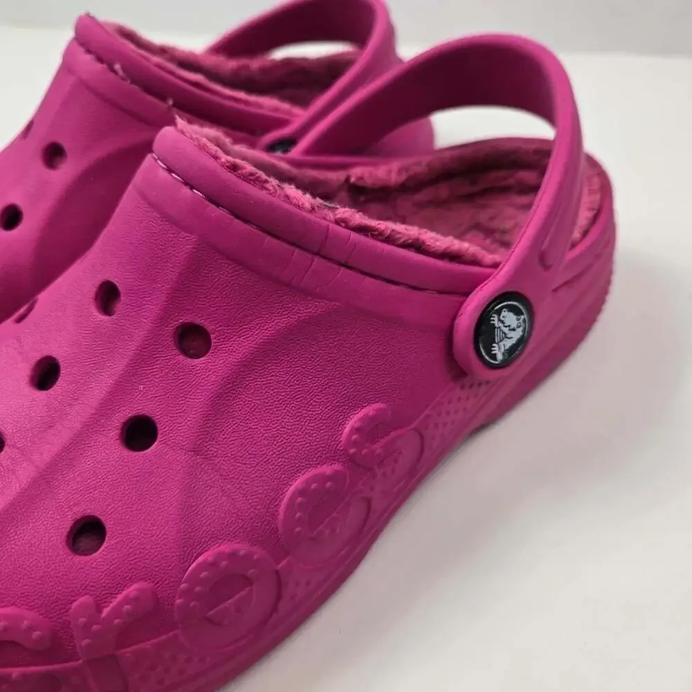 Crocs Kids Pink Baya Lined Clogs Shoes Size J1
